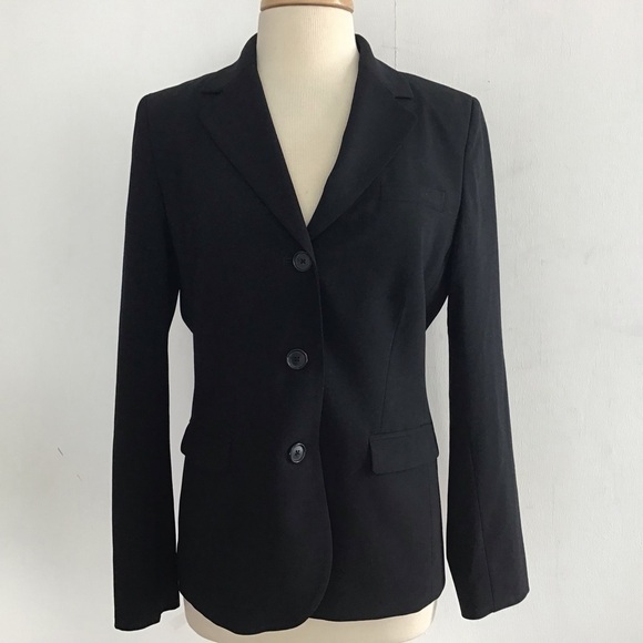 Banana Republic black three button stretch wool blend blazer size 10 - Picture 1 of 12
